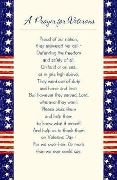 a prayer for veterans with an american flag background