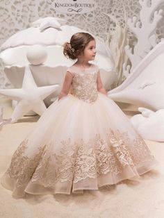 Sleeveless Flower Girl Dresses Jewel with Bows Tulle Floral Lace Kids Pageant Dresses Etsy Dress, Ivory Ball Gown, Sleeveless Flower Girl Dresses, Tulle Flower Girl Dress, Wedding Party Bridesmaid, Princess Flower, Kids Party Dresses, Tulle Flower Girl, Tulle Flowers