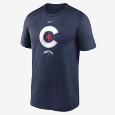 The Nike Dri-FIT City Connect Logo (MLB Chicago Cubs) T-Shirt has sweat-wicking technology to help provide a dry, comfortable game-day experience. Its city-inspired design is a perfect way to support your favorite team in MLB. Navy T-shirt For Sports Fan Gear, Navy T-shirt For Sports Season Fan Gear, Navy Sports T-shirt With Team Name, Navy Fan Apparel T-shirt With Team Logo, Navy Fan Apparel T-shirt For Sports Events, Sporty Navy T-shirt For Sports Events, Navy Fan Apparel T-shirt For Sports, Navy Moisture-wicking T-shirt For Sports, Nike Navy T-shirt For Sports