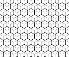 a black and white geometric pattern with hexagonal shapes in the center, on a white background