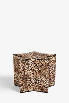 an animal print box on a white background