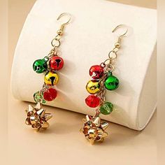 New In Package ~ Will Come In Gift Bag Red & Goldtone Jingle Bell Drop Earrings Perfect Holiday Accessory Product Description: Drop Earrings Styled With A Dangling Design Made Up Of Jingle Bells And Bows. 0.67" W Alloy Multicolor Earrings For Holiday Gifts, Holiday Multicolor Earrings Perfect For Gifts, Holiday Multicolor Earrings As A Gift, Holiday Multicolor Earrings As Gift, Multicolor Earrings For Christmas Gift, Gold Bamboo Earrings, Dark Blue Earrings, Bell Earrings, Silver Chandelier Earrings