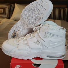 Nike Shoes | Nike Air Max 2 Uptempo 94 Nwb | Color: White | Size: 14 Air Max 2, Nike Air Max 2, Outfit Hombre, Shoes Nike Air, Nike White, Box Color, Shoes Nike, White White, White Nikes