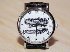 Dinosaur skeleton watch, wristwatch dinosaur head skeleton, unique watches, Womens Watch, Men's Watch, black  watch, wrist watch in office Head Skeleton, Watches For Men Unique, Skull Watch, Dinosaur Head, Yellow Watches, Unique Watches, Flower Watch, Swiss Army Watches, Handmade Watch