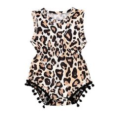 Baby Girls Summer Sleeveless Romper, Round Collar High Waist Tassel Leopard Jumpsuit, Infant Cute Pom Pom One-piece Clothes Size Chart: Size(cm): 70 Bust: 46 Length: 37.0 Age: 0-6 Months 80 Bust: 48 Length: 38.5 Age: 6-12 Months 90 Bust: 50 Length: 40.0 Age: 12-18 Months 100 Bust: 52 Length: 41.5 Age: 18-24 Months Size(inch): 70 Bust: 18.1 Length: 14.6 Age: 0-6 Months 80 Bust: 18.9 Length: 15.2 Age: 6-12 Months 90 Bust: 19.7 Length: 15.8 Age: 12-18 Months 100 Bust: 20.5 Length: 16.3 Age: 18-24 M Jumpsuit Outfit Summer, Bodysuit Jumpsuit Outfit, Leopard Jumpsuit, Infant Baby Girl, Jumpsuit Outfits, Summer Baby Clothes, Bodysuit Jumpsuit, Kid Clothes