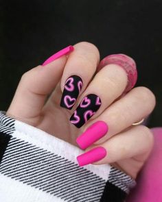 Neon Pink Nails, Gel Nails Diy, Cute Acrylic Nail Designs, Neon Nails