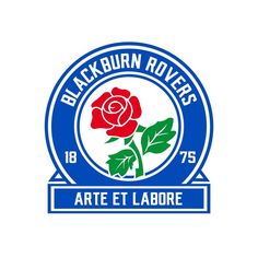 the logo for blackburn rivers arts et labore, with a rose on it