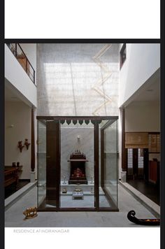 the inside of a house with glass walls