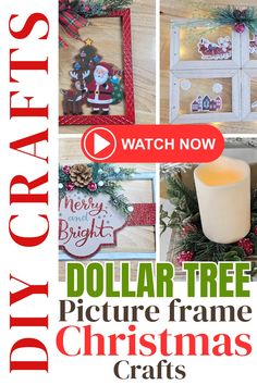 Christmas DIY Crafts using Dollar Tree Picture Frames. Picture frame hacks. DIY Christmas Decor Idea Christmas Tree Picture Frame Ornaments, Picture Frame Ornaments Diy Kids, Dollar Tree Picture Frame Christmas Crafts, Dollar Tree Picture Frames, Wrapped Picture Frames Christmas, Diy Picture Frames Crafts, Christmas Diy Crafts, Christmas Decor Idea