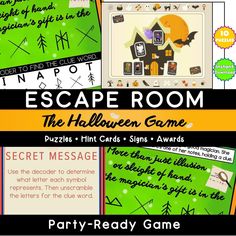 the escape room game with instructions for halloween