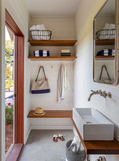 the bathroom is clean and ready to be used as a storage area for personal items