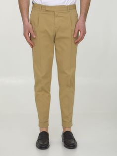 Ankle-cropped trousers in beige cotton gabardine. It features zip, button and hook-and-eye closure, two side welt pockets, two rear buttoned flap pockets and belt loops. The model is 188cm tall and wears size 48. Size nationality: IT  Product number: 38284533  Product code: CORTZAZ40FWINU35Y052  Composition: 98% COTTON, 2% ELASTANE Loafer Sneakers, Cropped Trousers, The Model, Premium Brands, Dress With Cardigan, Clothes Collection, Cardigan Jacket, Bag Straps, Welt Pockets