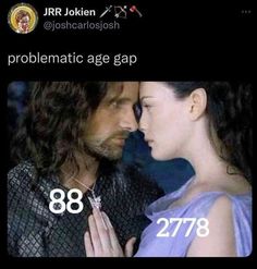 a man and woman are looking at each other with the caption's number