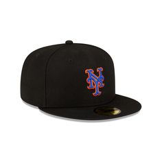 The New York Mets Authentic Collection Alt 59FIFTY Fitted Cap features an embroidered Mets logo at the front panels with a matching MLB Batterman logo at the rear and a black undervisor. Black Baseball Cap With Embroidered Logo For Streetwear, Black Baseball Cap With Embroidered Logo, Black Curved Brim Baseball Cap With Embroidered Logo, Classic Black Snapback Hat With Embroidered Logo, Black Hats With Embroidered Logo For Streetwear, Classic Black Fitted Baseball Cap, Classic Black Hat With Embroidered Logo, Classic Black Fitted Hat With Visor, Classic Black Visor Fitted Hat