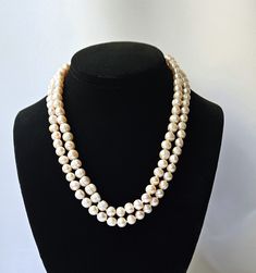 Up for purchase is this gorgeous Vintage Potato Pearl Necklace This lustrous pearl necklace is all hand knotted between each pearl so there's no clasp, slips easily over your head.  Each pearl is unique and none are the exact same size.  The luster of each pearl has a pale unique and the shine is remarkable.  Every woman needs a pearl necklace, it's always stylish and a go to for every outfit. Potato Pearls are roundish pearls with a slightly oblong shape and less-symmetrical curves, resembling more a potato than a sphere. Most potato pearls are freshwater cultured pearls. from Google. Item #N12121 Measurements:  width of each pearl is 1/2 mm, total length is 38" Treat yourself to something beautiful! Formal Baroque Pearl Necklace With Round Beads, Classic Baroque Pearl Necklace With High Luster, Formal Beaded Double Strand Pearl Necklace, Formal Double Strand Beaded Pearl Necklace, High Luster Baroque Pearl Classic Necklace, Cream Single Strand Pearl Necklace, Formal Beaded Akoya Pearl Necklace, Wedding Jewellery Necklace, Freshwater Cultured Pearls