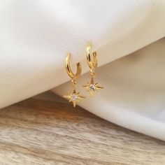 Star Dangle Earrings, Spike Ring, Faberge Jewelry, Gold Star Earrings, Celestial Earrings, Earrings Star, Fashion Guide, Spoon Jewelry, Tiny Star