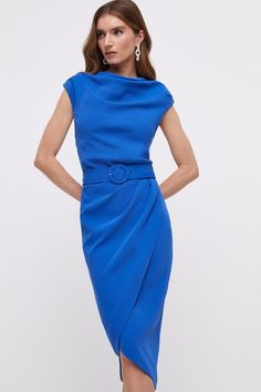 Dresses | Belted High Neck Wrap Skirt Dress | Coast Coast Dress, Blue Wrap Dress, Wrap Dresses, Shift Dresses, Long Sleeve Evening Dresses, Dresses To Wear, Pleated Maxi Dress, Ruffled Maxi Dress, Working Woman