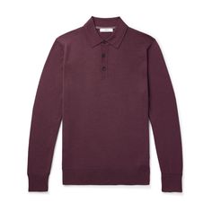 DESIGNED BY MR PORTER. Mr P.'s 'Gerry' polo shirt is knitted from smooth merino wool for a fine-gauge handle. It fits slightly loose and has long sleeves, making it a nice alternative to a sweater during the transitional seasons. Cashmere Workwear Polo Shirt With Ribbed Collar, Cashmere Polo Shirt For Work, Wool Polo Shirt For Workwear With Polo Collar, Cashmere Polo Shirt With Polo Collar For Work, Merino Wool Polo Shirt For Work, Winter Wool Polo Shirt With Ribbed Collar, Wool Polo Shirt For Winter, Collared Cashmere Polo Shirt For Fall, Winter Wool Polo Shirt