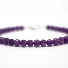 Amethyst Bead Bracelet – Kathy Bankston #purple #amethystjewelry #bracelet Purple Beaded Bracelets, Amethyst Bracelet Beads, Making Bracelets With Beads, Artisan Bracelets, Purple Bracelet, Gemstone Beaded Bracelets, Jewelry Studio, Amethyst Jewelry, Amethyst Bracelet