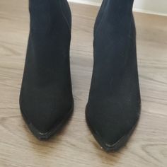 March Fisher Black Suede Pointy Toe Ankle Boot; Side Zipper; Metal Detail On Toe. Like New, Never Worn Outside Marc Fisher Boots Black, Marc Fisher, Black Ankle Boots, Black Suede, Bootie Boots, Ankle Boot, Ankle Boots, Women Shoes, Boots