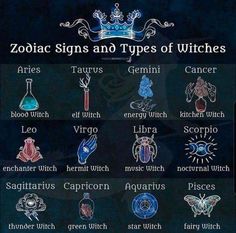 zodiac signs and types of witches