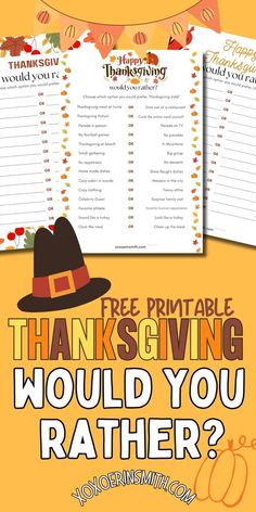 Looking for a fun Thanksgiving activity for kids and adults? Try this fun Thanksgiving ice breaker game. Grab this free printable Thanksgiving Would You Rather Questions. Includes blank templates for you to make your own questions too! Fun Thanksgiving would you rather questions for kids. Thanksgiving would you rather questions for adults. Thanksgiving would you rather game for parties and groups. free Thanksgiving printables. Thanksgiving games printable. Thanksgiving Games For Kids Free Printables, Thanksgiving Work Activities, Thanksgiving Activities For 3rd Grade, Thanksgiving Questions For Adults, Thanksgiving Activities For 5th Grade, Thanksgiving Trivia For Kids, Thanksgiving Games Free, Thanksgiving School Ideas, Thanksgiving Classroom Party Ideas