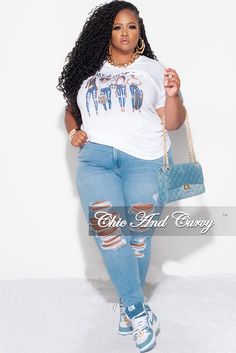 Cotton% 100 Model is wearing 1x Pant is available here Skirt is available here Get the look: Jeans https://chicandcurvy.com/products/final-sale-plus-size-jeans-in-light-denim T-shirt 1 https://chicandcurvy.com/products/final-sale-plus-size-short-sleeve-t-shirt-in-black T-shirt 2 https://chicandcurvy.com/products/final-sale-plus-size-short-sleeve-we-catch-flights-not-feelings-graphic-t-shirt-in-white Blazer https://chicandcurvy.com/products/copy-of-final-sale-plus-size-blazer-in-white Graphic Tees And Jeans, Graphic Tee And Jeans, Womens Graphic Tee, Catch Flights, Chic And Curvy, Plus Size Blazer, Denim T Shirt, Plus Size Shorts, White Blazer