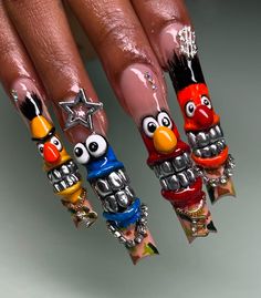 Vegas Nails, Junk Nails, Simple Acrylic, Punk Nails, Hard Nails, Simple Acrylic Nails, French Acrylic Nails, Crazy Nails