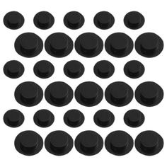 many black plastic knobs and caps are arranged on a white background stock video footage