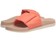 OluKai Pihapiha - Women's Sandals : Fusion Coral/Off-White : Bring island-inspired style to your look with this soft leather OluKai Pihapiha slide with ruched detail at the wraparound leather strap. Anatomical molded EVA midsole with a premium full grain leather footbed cover and plush foam underlay for all-day comfort. Non-marking molded rubber outsole with forefoot traction pods. Imported. Measurements: Weight: 10 oz Product measurements were taken using size 10, width B - Medium. Please note Lightweight Summer Sneakers With Arch Support, Lightweight Functional Summer Sneakers, Lightweight Functional Sneakers For Summer, Summer Sneakers With Arch Support In Synthetic Material, Lightweight Sporty Synthetic Sneakers, Sporty Lightweight Synthetic Sneakers, Lightweight Cushioned Summer Sneakers, Summer Lightweight Sneakers With Cushioned Footbed, Lightweight Cushioned Sneakers For Summer