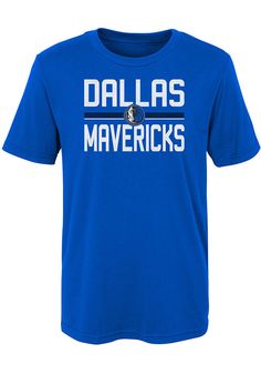 Kids, show your support for your favorite team in this Dallas Mavericks Boys Blue Short Sleeve Tee! This T-Shirt features a screen print team graphic, so everyone will know you cheer for the Dallas! This is the perfect Dallas Mavericks Boys T-Shirt for wearing from every day to game day. Win Mavericks!! Throwback Sports Season Tops With Team Logo, Throwback Team Tops For Sports Events, Throwback Sports Team Tops, Blue Sports Season Fan Apparel T-shirt, Throwback Team Jersey Tops, Blue Fan Apparel T-shirt For Sports Season, Blue Jersey T-shirt With Team Logo, Blue Sports T-shirt Fan Apparel, Throwback Jersey Tops With Team Name