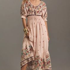 The Somerset Dress Features A Soft A-Line Silhouette, Flattering Smocked Waist, And Everyday-Elegant Tiers. Cotton Smocked Waist Side Slant Pockets Maxi Silhouette Puff Sleeves Pintucked Hem Somerset Maxi Dress, Beach Streetwear, Midi Dress Wedding Guest, Fall Clothing, Pink Maxi Dress, Summer Floral, Maxi Dress With Sleeves, Anthropologie Dress, Dot Print