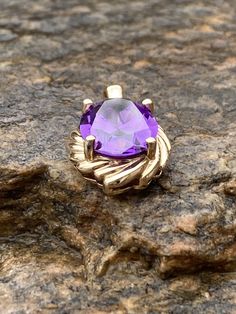 "~ Vintage, 14K Gold, Purple CZ Amethyst Oval Pendant. Its .92\" High By .53\" Across & Weighs Approximately 4.53 Grams On My Scale. In Good Condition. ~ Due To The Unique Nature Of Antiques & Vintage Items, They Are Being Sold As Is. Please Keep In Mind, That Most Of All Antiques & Vintage Items Will Show Wear & Imperfections Consistent With Their Age And Use. Please Look At The Pictures Provided & Any Questions Please Don't Hesitate To Ask ~" Oval Purple Diamond Cut Jewelry, Purple Oval Diamond Cut Jewelry, Purple Round Gemstones In 14k Gold, Purple Gemstones In 14k Gold, Round Shaped, Oval Birthstone Gemstones In 14k Gold, 14k Gold Purple Round Pendant Jewelry, 14k Gold Round Purple Pendant Jewelry, Purple 14k Gold Round Pendant Jewelry, Oval Amethyst Gemstones With Prong Setting