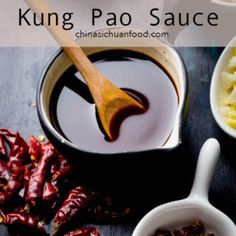 the ingredients to make kunng pao sauce are shown