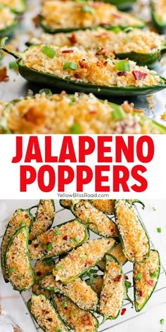 jalapeno poppers are stuffed with cheese and other toppings for an appetizer