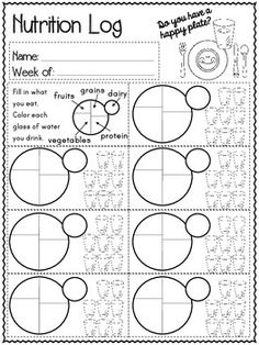 a printable worksheet for the nutrition log