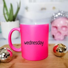 Wednesday Pink Coffee Mug Salt and Sparkle Pink Mugs, Pink Coffee Mug, Girls Cup, Work Bestie, It's Wednesday, Pink Coffee Mugs, Secret Santa Presents, Pink Coffee, Pink Y2k