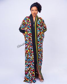 100% cotton Ankara Dress with Aso Oke detail Lightweight and breathable Multicolor Cotton Kaftan For Spring, Spring Multicolor Cotton Kaftan, Fitted Long Cotton Maxi Dress, Long Cotton Dress With Floral Print, Multicolor Cotton V-neck Maxi Dress, Traditional Cotton Dress With Kimono Sleeves, Multicolor Long Sleeve Cotton Maxi Dress, Multicolor Cotton V-neck Kimono, Cotton Dresses With Kimono Sleeves