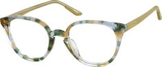 Add a stylish touch to any outfit in these chic cat-eye glasses. The glossy hand-polished acetate eyeglasses features a keyhole bridge and works well as both bold glasses and eye-catching sunglasses. The lightweight eyeglasses is a great comfortable choice for everyday wear. It is available in the following color ways: clear gray with pink accents pink multi and olive multi. | Zenni Women's Cat-Eye Prescription Eyeglasses Green Plastic Green Glasses Frames, Clear Round Glasses, Bold Glasses, Chic Glasses, Round Prescription Glasses, Round Eyeglasses Frames, Diamond Face Shape, Eye Prescription, Eye Spy