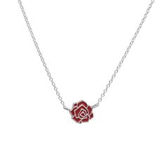 A dainty geometric rose is ready to hang delicately around your neck. I will hand enamel the little pendant in the color of your choice. Material: the rose pendant, the chains and clasp are in 925 sterling silver. Size: the rose itself is just under 1/2 inch (roughly 1 cm) wide. Dainty Silver Rose Design Necklaces, Dainty Silver Necklaces With Rose Design, Dainty Silver Jewelry With Rose Design, Dainty Silver Necklace With Rose Design, Dainty Sterling Silver Jewelry With Rose Design, Dainty Rose Necklace With Delicate Chain, Silver Dainty Necklace With Rose Design, Rose Pendant Necklace In Sterling Silver, Sterling Silver Necklace With Rose Flower Pendant