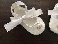 Baby girl christening shoes with pearl rhinestones Crib Shoes Girl, Baby Crib