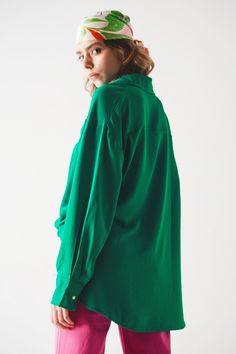 Shirts. Wide collar neckline. Long Sleeves. Relaxed fit. Daily. Lightweight woven fabric . Chest pockets. Button placket. Dropped armholes . runs true to size. U. 100% Polyester Winter Tops, Green Shirt, Oversized Shirt, Pocket Detail, Alternative Fashion, Button Placket, Wide Leg Jeans, Chest Pocket, One Size Fits All