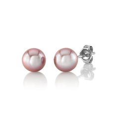 Simplicity and elegance have never made such a perfect combination. A beautiful pair of 8mm pink freshwater pearls on elegant 14K white or yellow gold stud backings. Pearls in this unique freshwater color are gorgeous and will make a perfect match with one of our elegant pink freshwater pearl necklaces. The pearl earrings have a 'Very High' grade luster, our highest grade available, and are AAA in quality. Elegant Pink Pearl Earrings For Formal Occasions, Classic Pink Akoya Pearl Jewelry, Classic Pink Pearl Earrings For Wedding, Elegant Pink Pearl Earrings In Sterling Silver, Elegant Pink Sterling Silver Pearl Earrings, Classic Pink Pearl Wedding Earrings, Pink Pearl Earrings For Anniversary, Elegant Pink Pearl Earrings For Anniversary, Classic Pink Pearl Drop Earrings