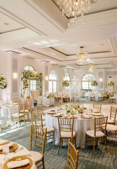 Reception Place Settings, Floral Embroidered Gown, Ballroom Wedding Reception, Ritz Carlton Wedding, White Floral Centerpieces, White Arch, Classic Tuxedo, Wedding Reception Centerpieces