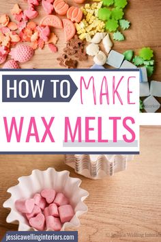 the words how to make wax melts are overlaid with small plastic objects