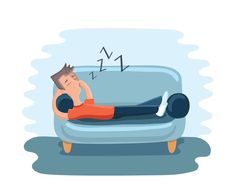 a man laying on top of a couch with his head in his hands and sleeping