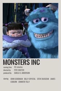 monsters inc movie poster with two children