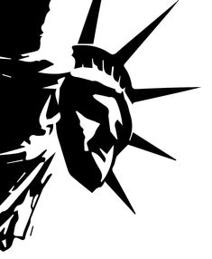 the statue of liberty is shown in black and white