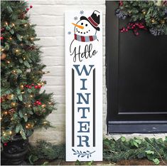 WallCutz Stencil Hello Winter with Snowman / Porch stencil Winter Signs Wooden Porch, Winter Welcome Signs For Porch, Winter Porch Signs, Stencil Porch, Snowman Stencil, Snowman Pics, Farmhouse Stencils, Snowman Paintings, Porch Stencil