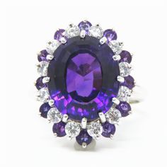 Diamonds tested and are natural Amethyst 13.6 x 11.5 x 8.6mm Metal tested 10k Ring top 20 x 17mm. Ring size 6.5 (Sizable) Total Weight with Setting: 6.9 grams Inventory: 6635FS1M958GD.8GHVS Please visit NYJewel Large Selection of Diamond and Fine Jewelry. Contact us If you have any questions or concerns regarding any items, please contact us via eBay message. Our office hours are from 9am to 5pm (Eastern time). We are closed on Thursdays and Saturdays. Details & Abbreviations Diamond 4Cs: VVS: very very slightly included. VS: very slightly included. SI: slightly included. I: included. Ct: carat (0.2 gram). RBC: Round Brilliant Cut. Color Stone: Genuine: A gem stone tested using heat based method gemstone tester, that separate it from glass and plastic imitations. Additional RI tested may b Golden Ring, Purple Sapphire, Diamond Cocktail Rings, Cocktail Rings, Stone Color, Jewelry Watches, Sapphire, Ring Size, Jewelry Rings